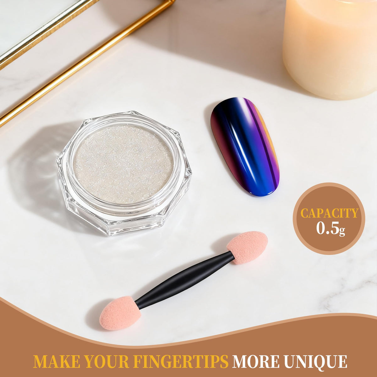Utilisation des poudres chrome avec un vernis gel