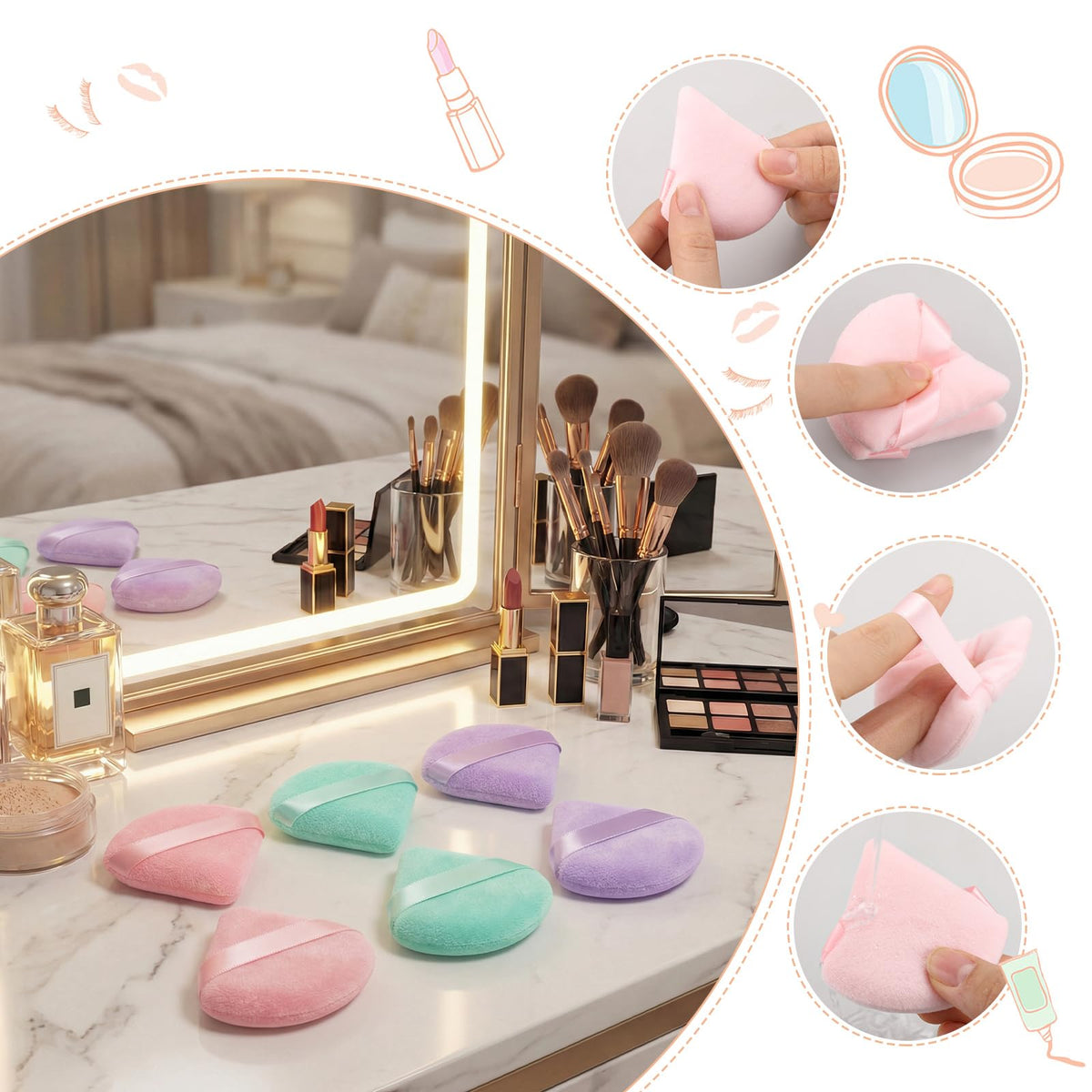 Utilisation des Poudres Puff sur le visage pour appliquer du fond de teint