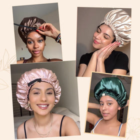 Utilisation du bonnet satin YANIBEST pendant une routine de soins