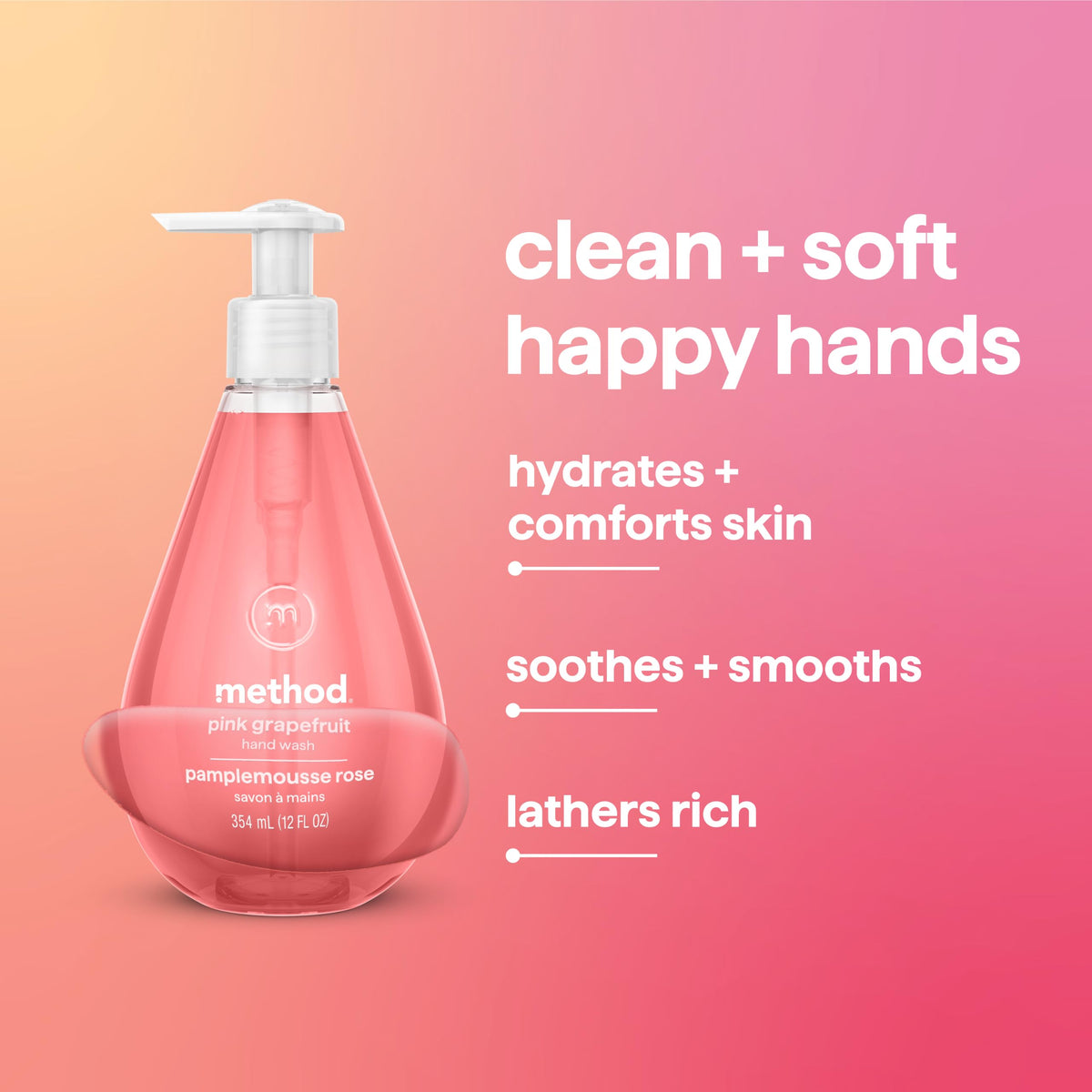 Utilisation du Gel Lavant Mains Method au pamplemousse rose