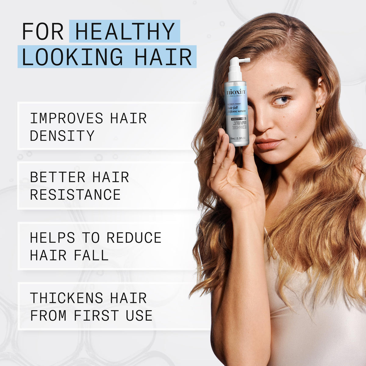 Utilisation du sérum NIOXIN sur les cheveux
