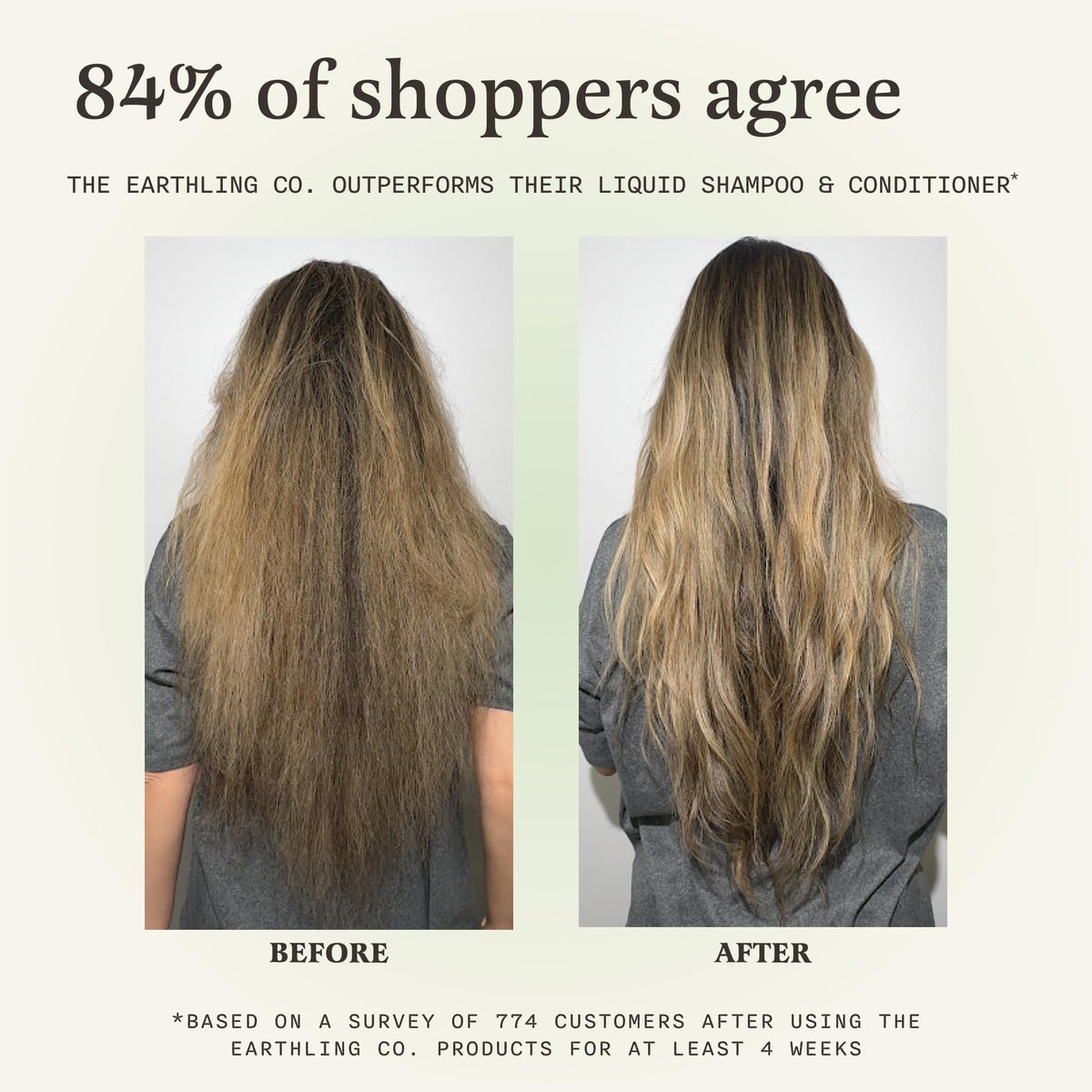 Utilisation du shampooing The Earthling Co. sur les cheveux