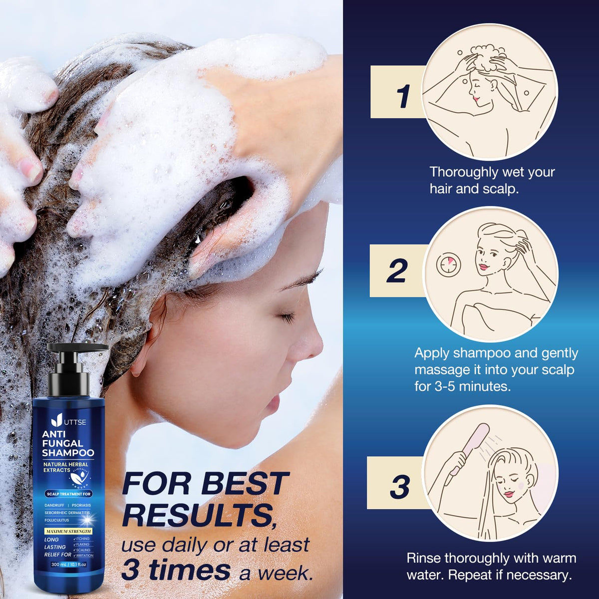 Uttse Shampoo Anti-Fongique 300 mL - packaging avec ingrédients