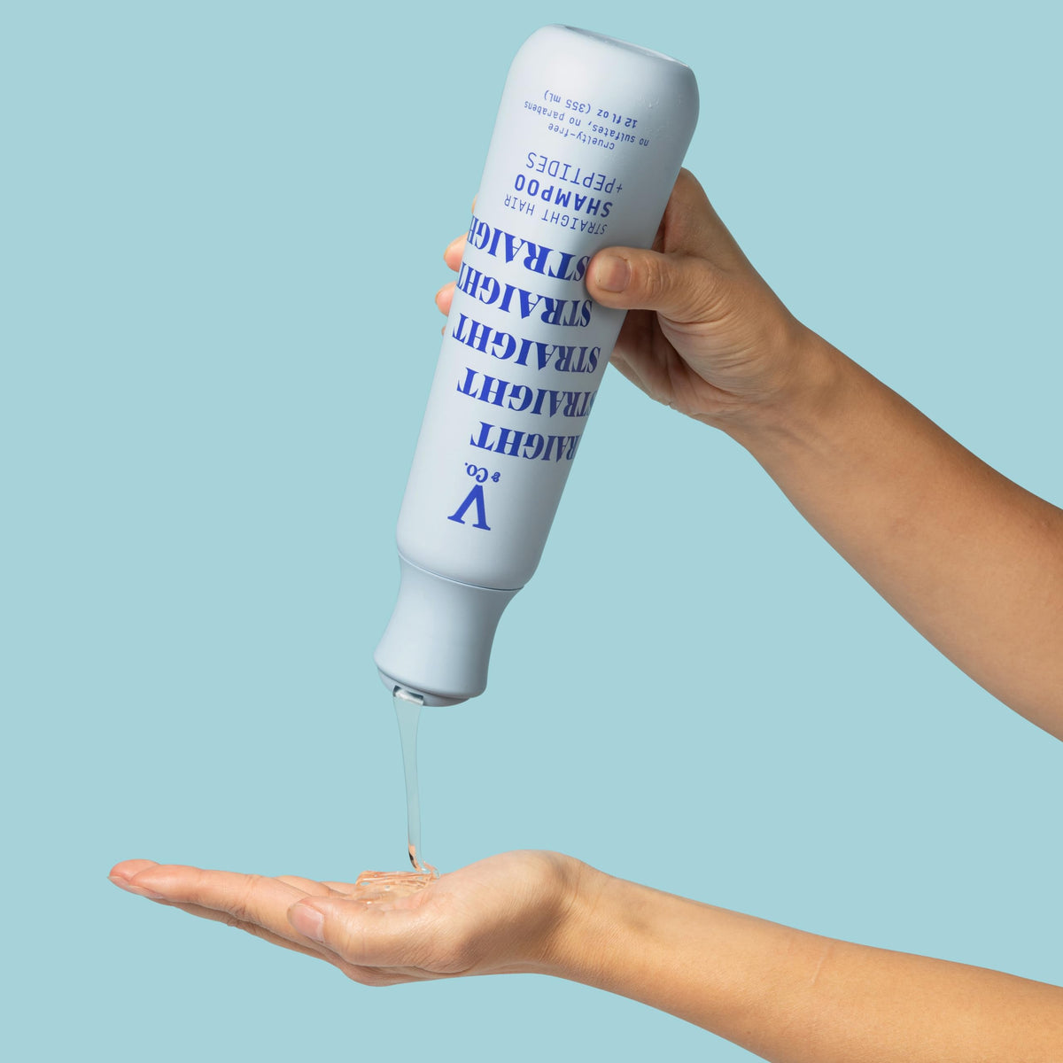 V&CO Shampoing Hydratant Cheveux Lisses 414g arrière de l'emballage