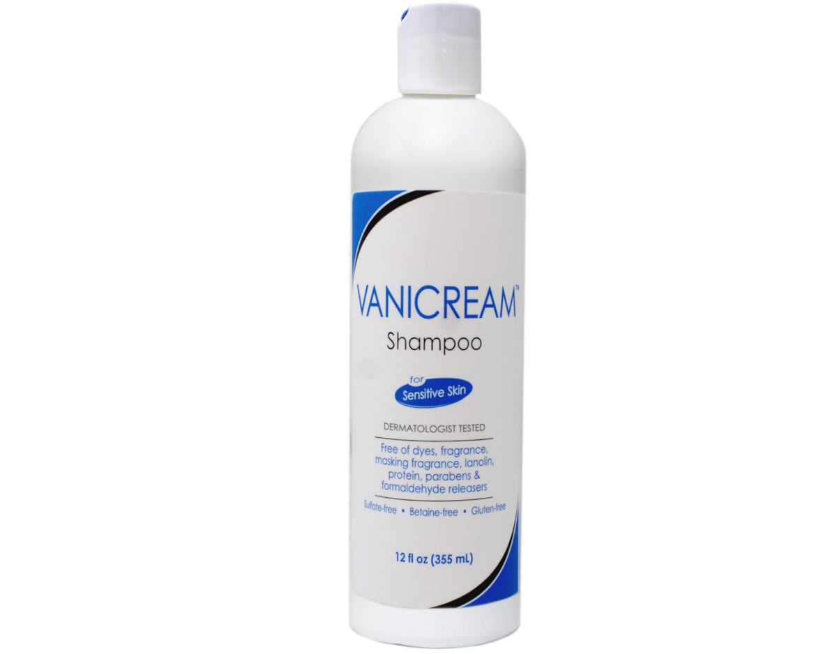 Vanicream Shampoo 355 mL avec étiquette détaillant les ingrédients