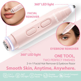 Vankoo glow épilateur visage et sourcils 2 en 1 avec tête interchangeable