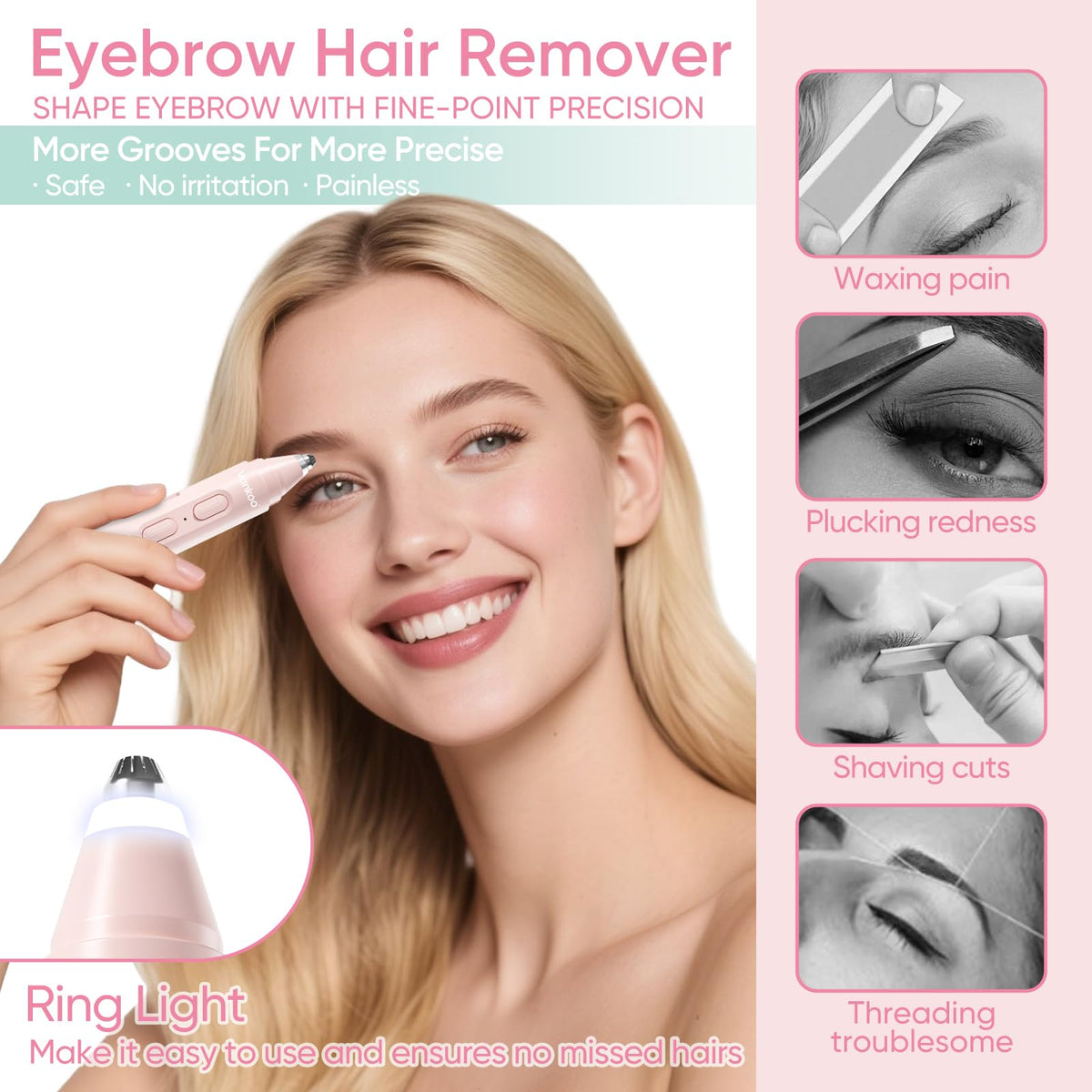 Vankoo glow épilateur visage et sourcils sur un fond blanc