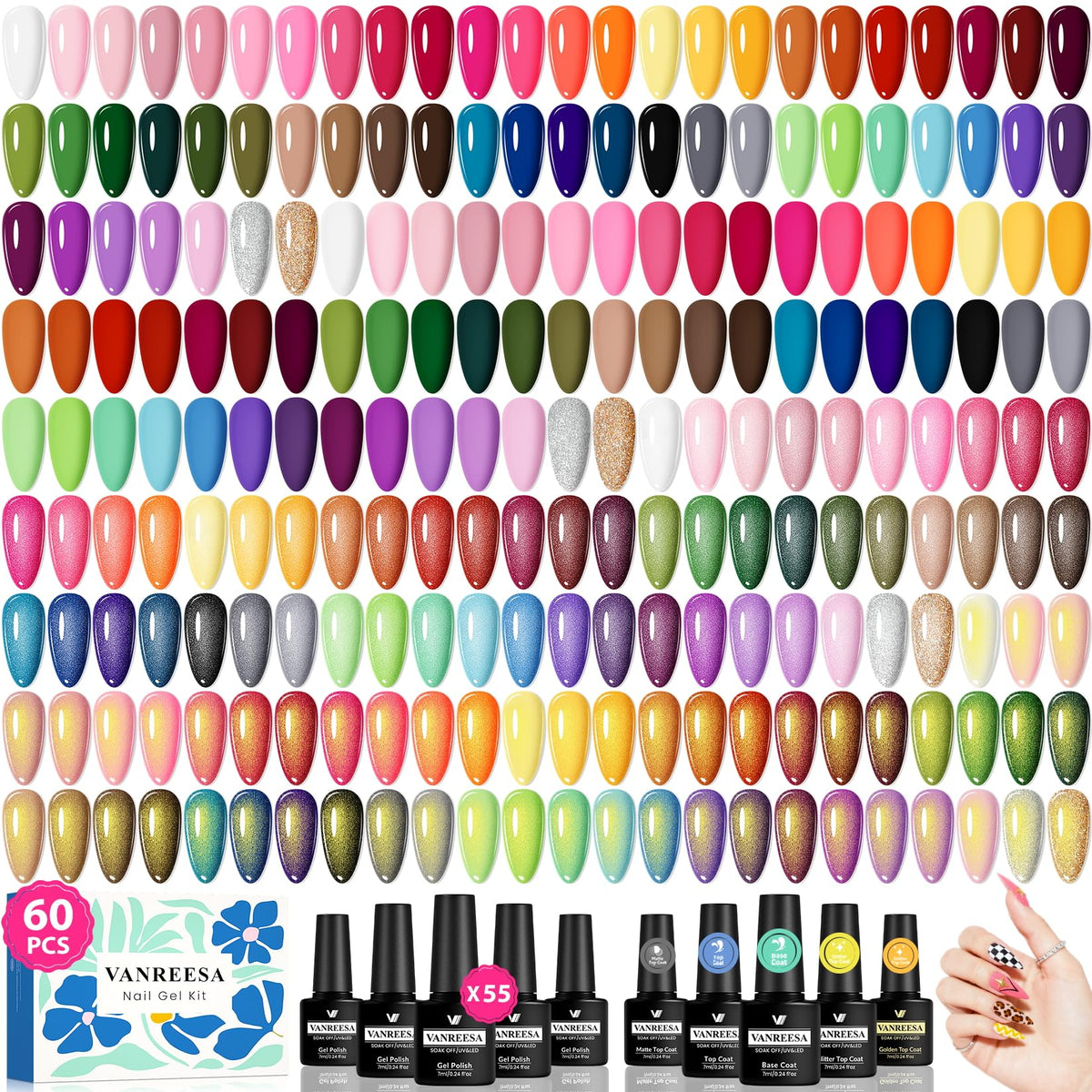 VANREESA Kit de Vernis à Ongles Gel avec 55 couleurs et accessoires