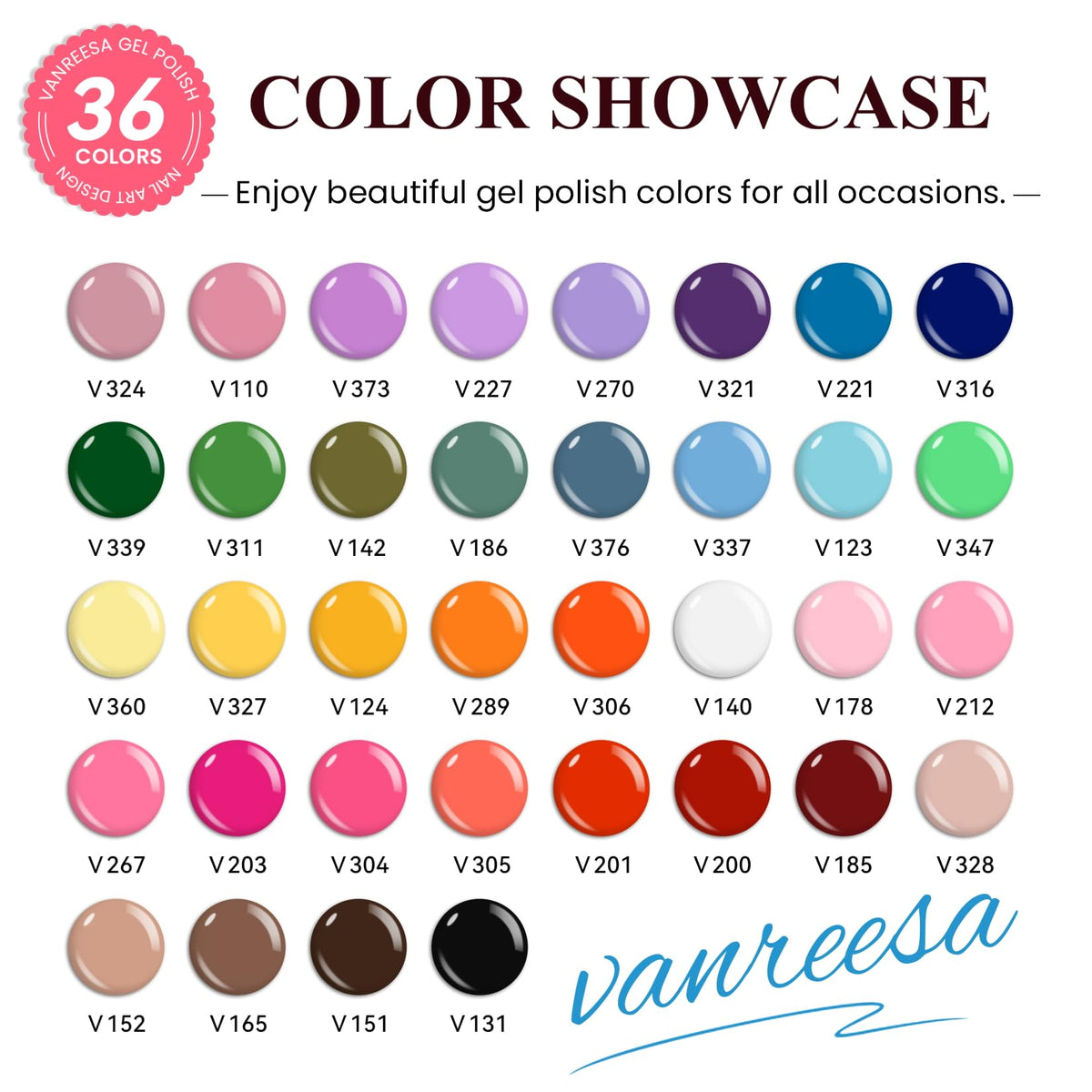 VANREESA vernis gel 36 couleurs différentes en bouteille