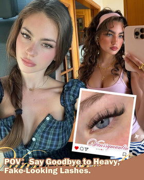 Vanssymunlin Spider Glosa Fluffy Lash Clusters en gros plan sur les cils
