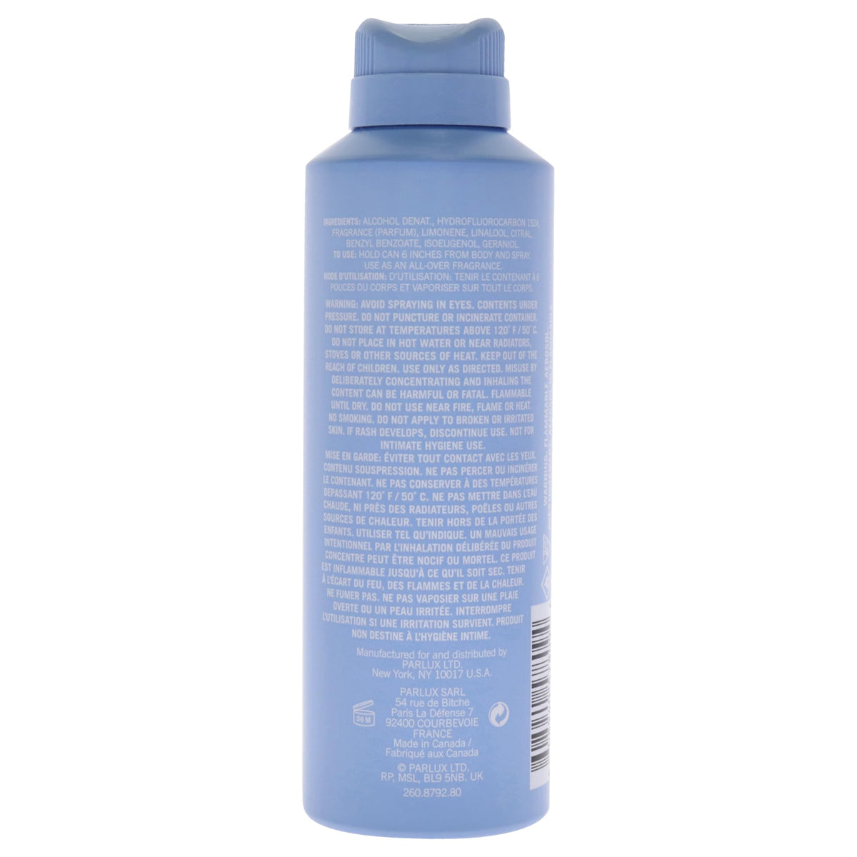 Vaporisateur Kenneth Cole Bleu pour Homme 200ml, packaging et dimensions