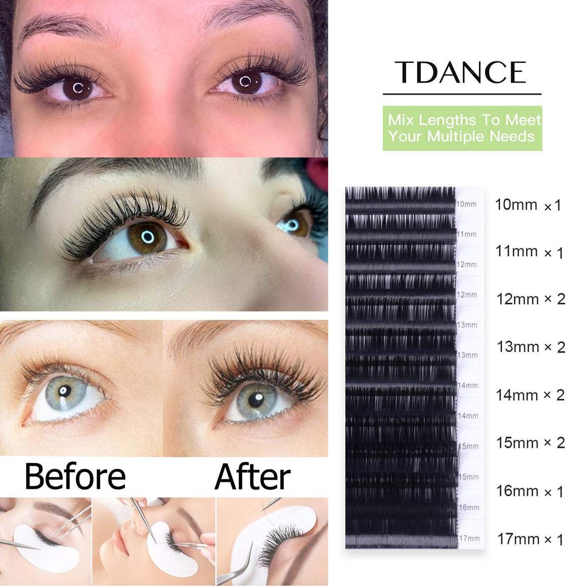 Variété de boucles des extensions de cils TDANCE