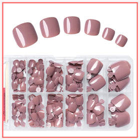 Variété de tailles d'ongles de pieds faux LuckForever en couleur café