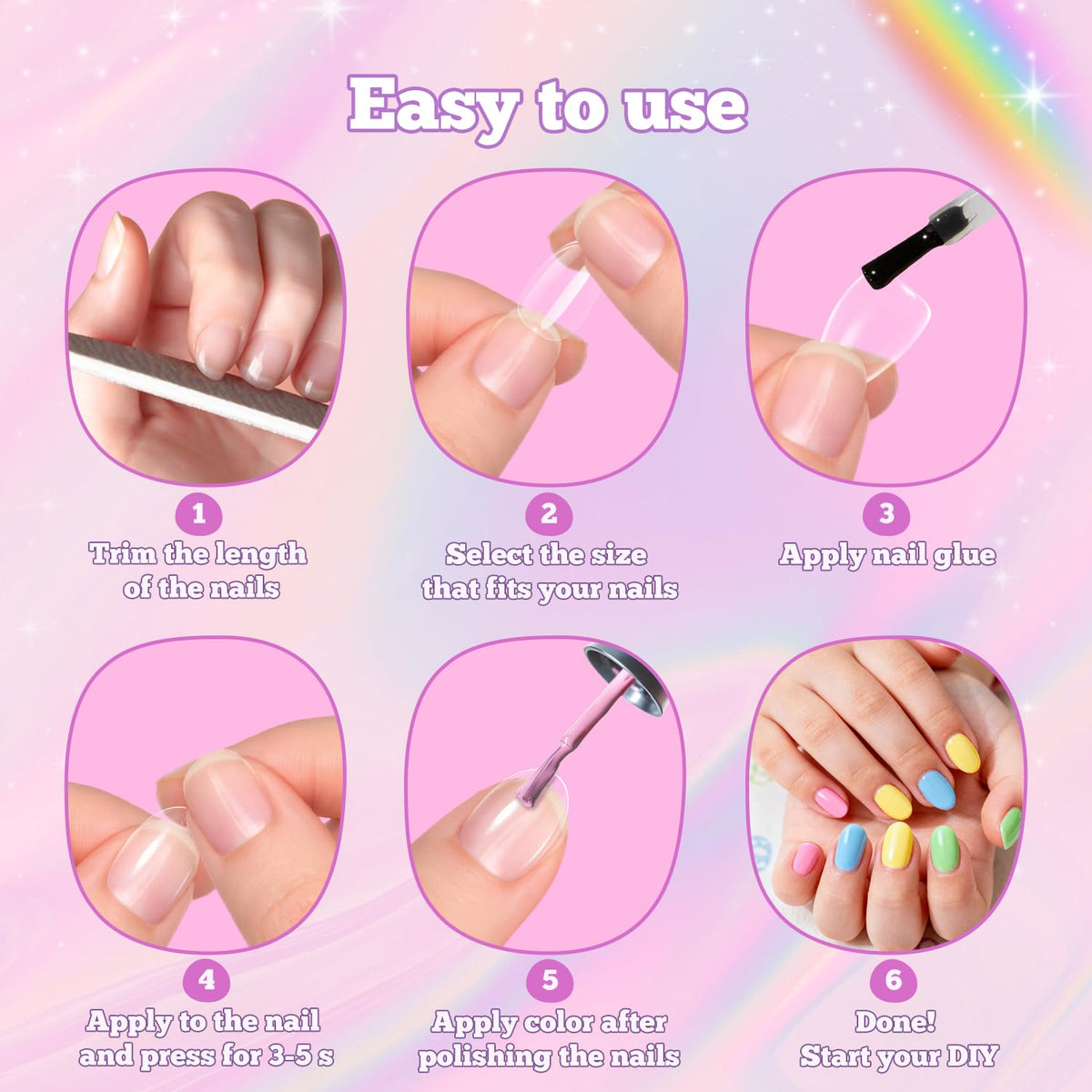 Variété de tailles des faux ongles krofaue pour enfants