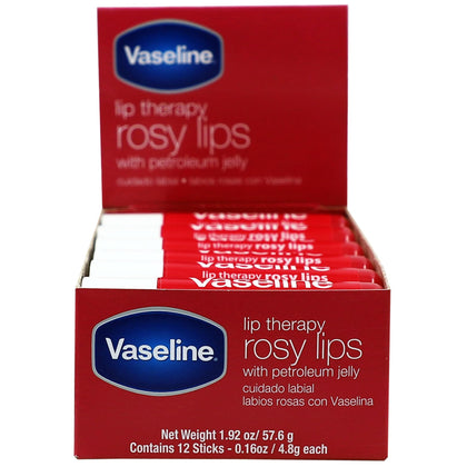 Vaseline Baume à Lèvres Rosy 12 bâtonnets en boîte avant