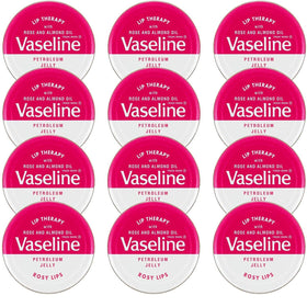 Vaseline Baume à Lèvres Rosy Lips 20g vue de face dans son étui en métal