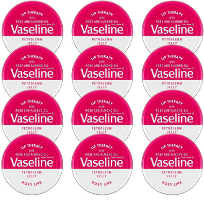 Vaseline Baume à Lèvres Rosy Lips 20g vue de face dans son étui en métal