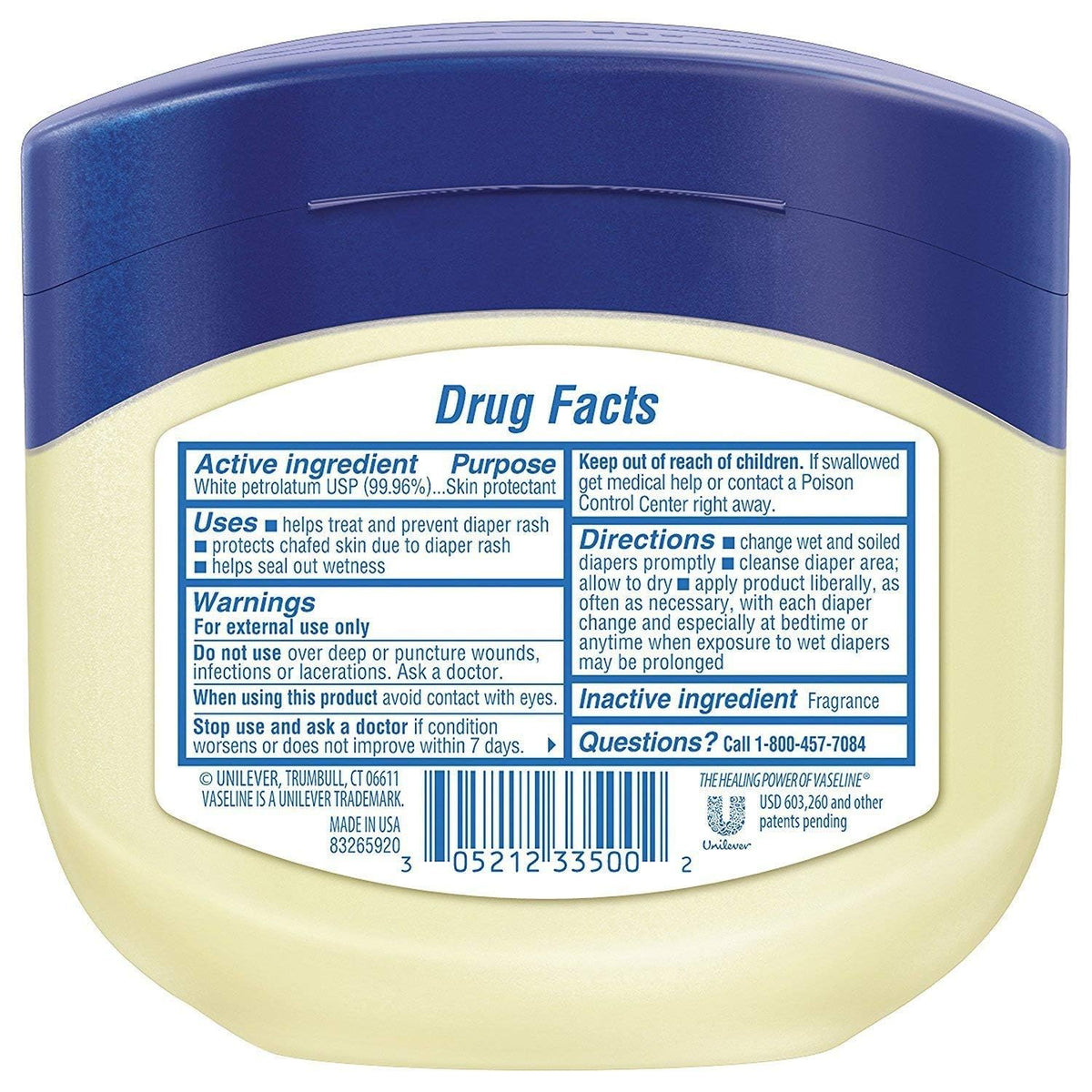 Vaseline Gelée de Pétrole Bébé ingrédients