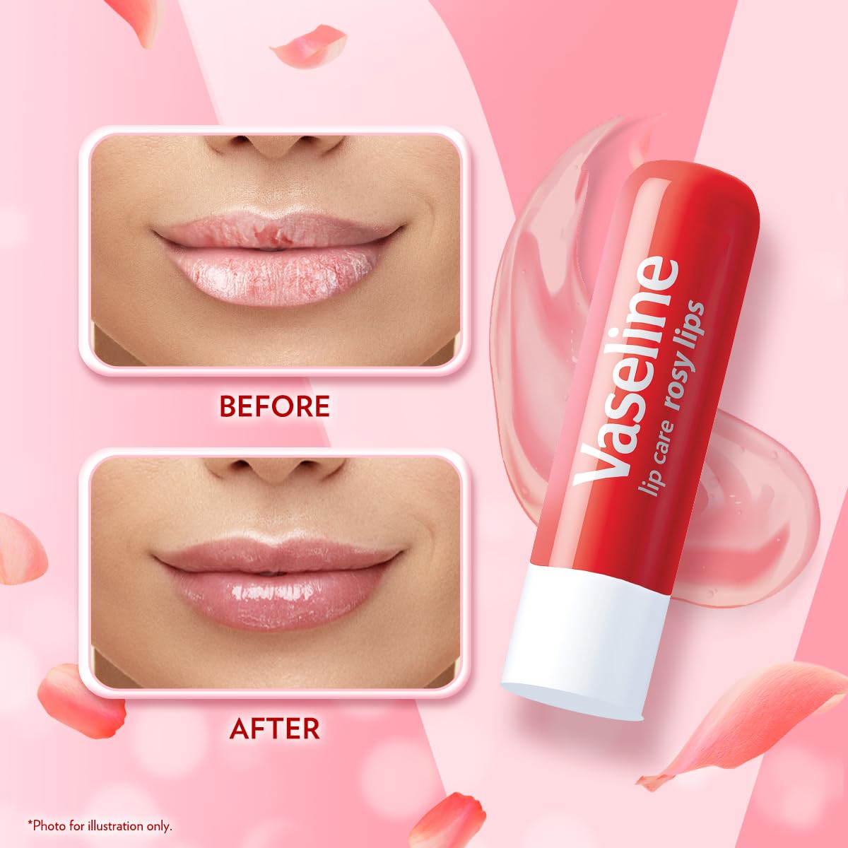 Vaseline Lip Therapy Care Rosy baume à lèvres à côté d'autres cosmétiques