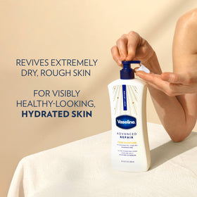 Vaseline Lotion 20,3 oz montrant la bouteille en plastique recyclé