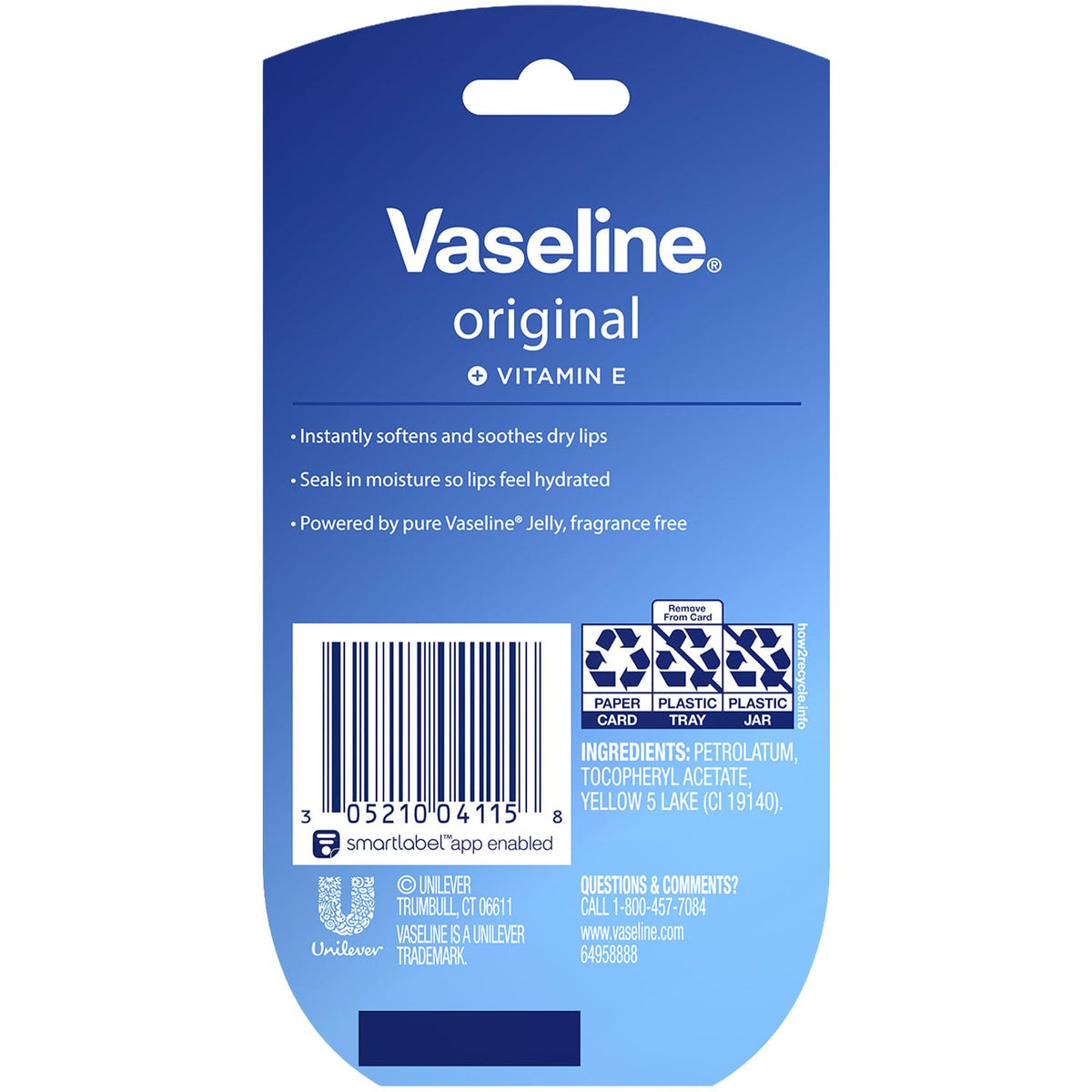 Vaseline Mini Baume à Lèvres avec couvercle ouvert montrant la texture