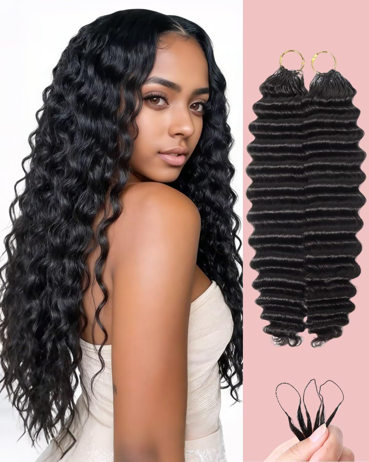 VDZ Cheveux Crochets Humains 20 Pouces Ondulés Profonds vue avant
