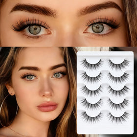 Veleasha Faux Cils Cat Eye G2-B, bande en coton légère, gros plan