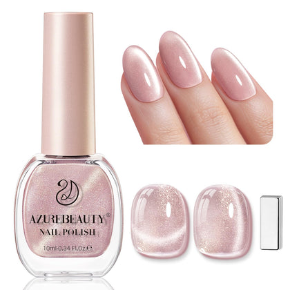 Vernis à ongles AZUREBEAUTY Cat Eye rose avec paillettes