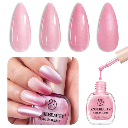 Vernis à ongles AZUREBEAUTY rose pailleté 10ml face avant