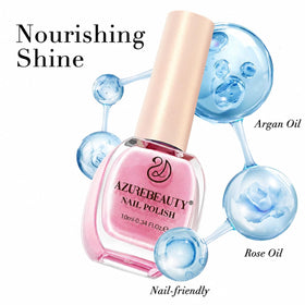 Vernis à ongles AZUREBEAUTY rose pailleté avec finition brillante