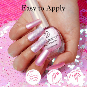 Vernis à ongles AZUREBEAUTY rose pailleté avec texture lisse