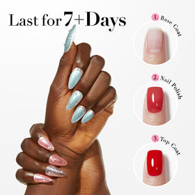 Vernis à ongles AZUREBEAUTY rose pailleté sur une table de manucure