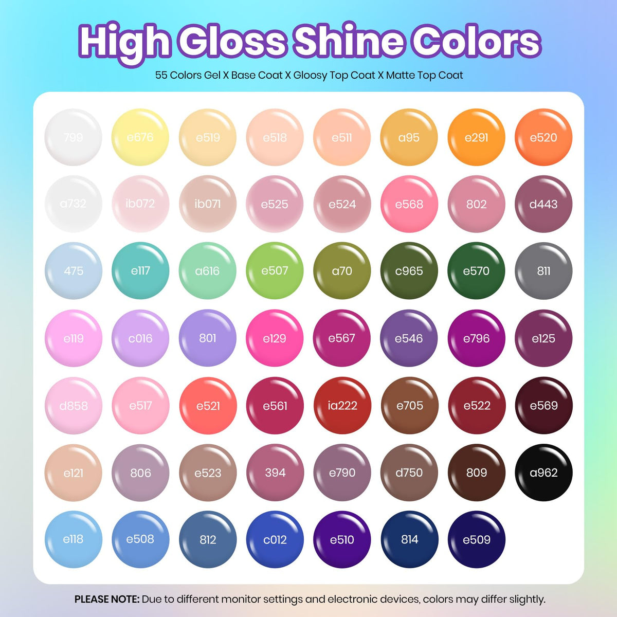Vernis à ongles Beetles en teintes variées avec base et top coat