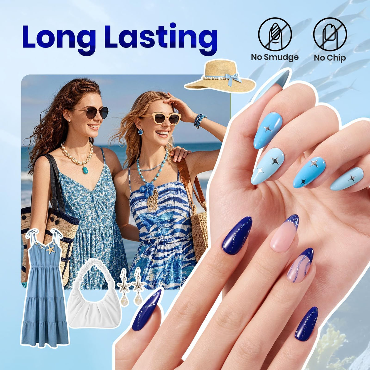 Vernis à ongles bleu tendre de Beetles avec finition brillante