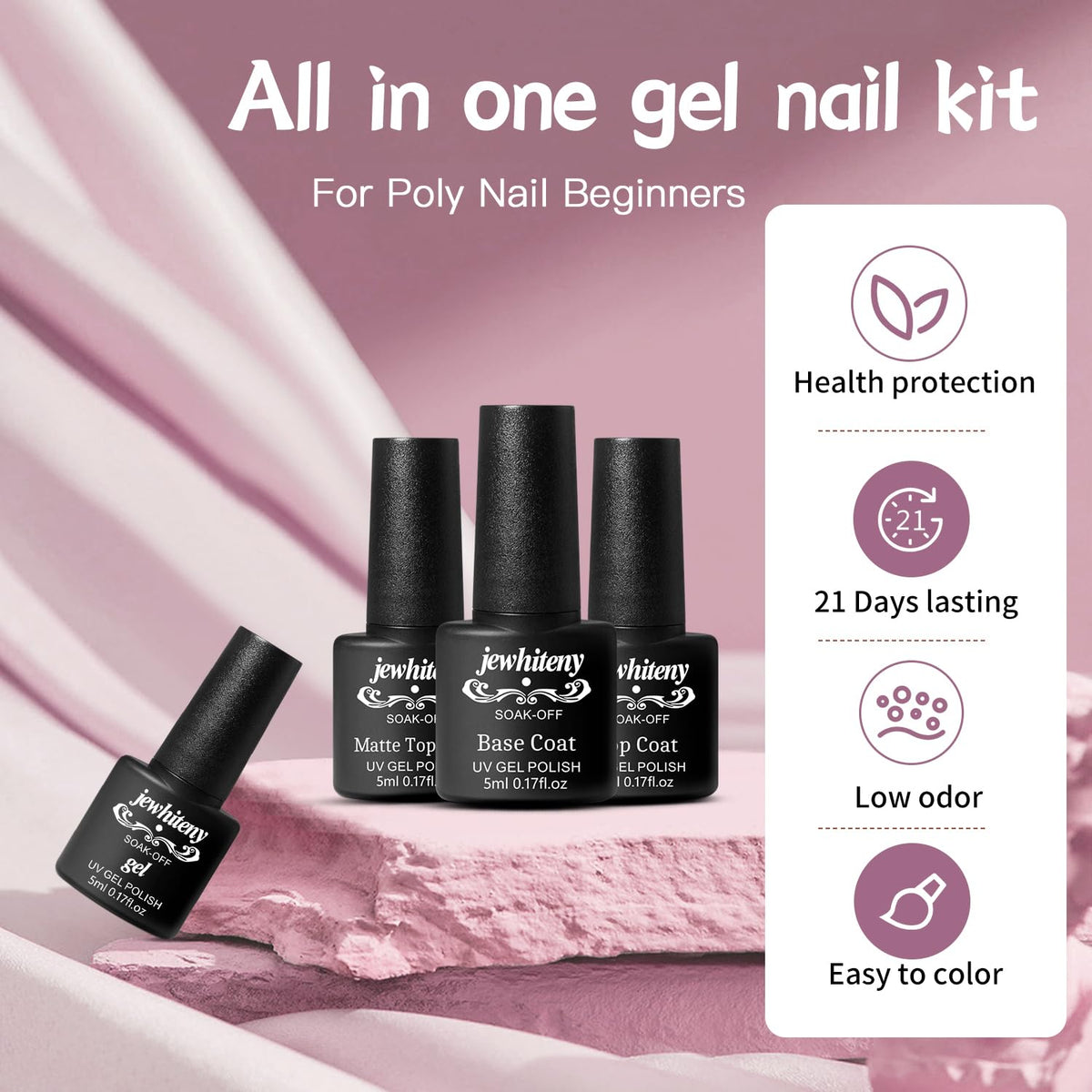 Vernis à ongles brillant de JEWHITENY sur des ongles manucurés