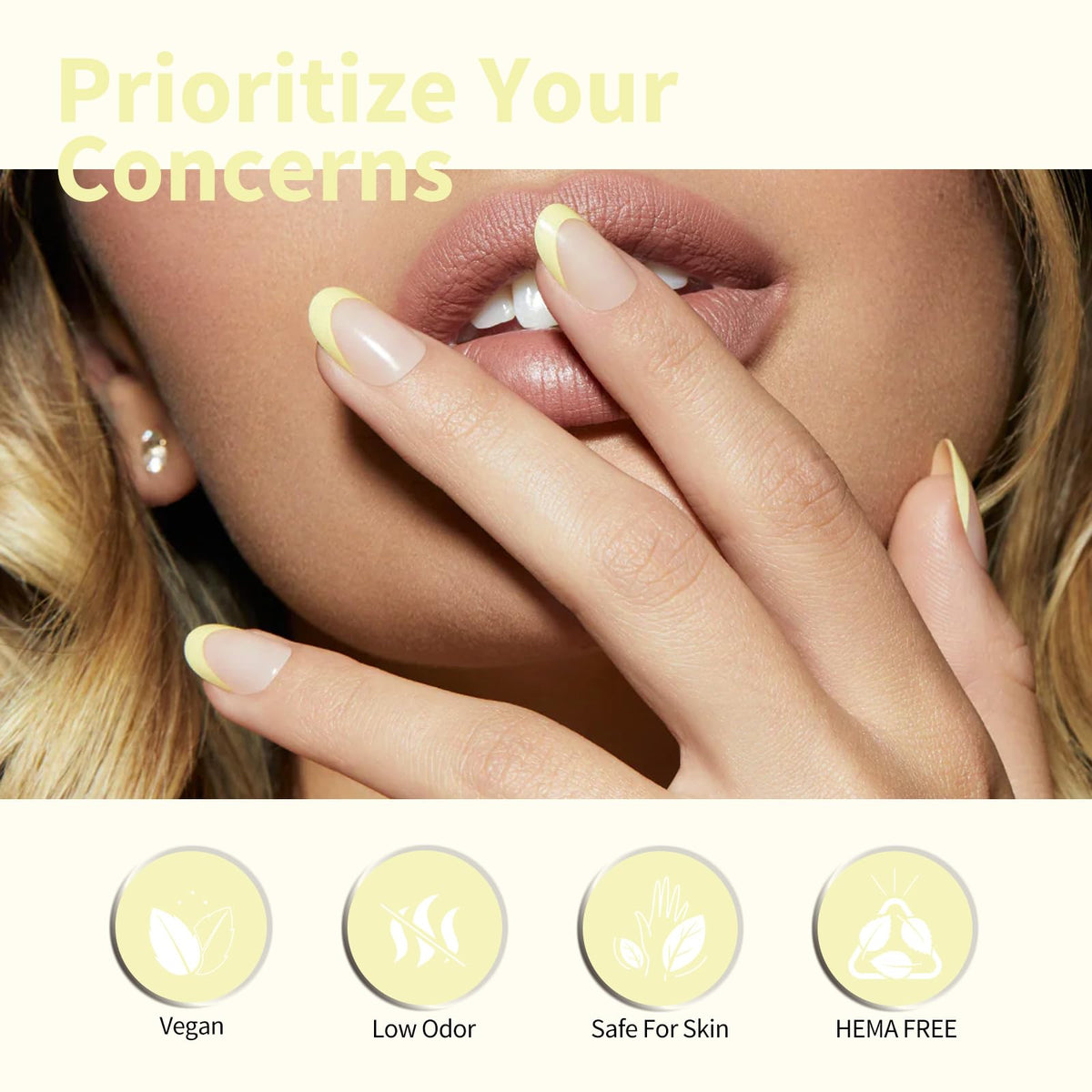 Vernis à ongles CANNI jaune pastel sur une table