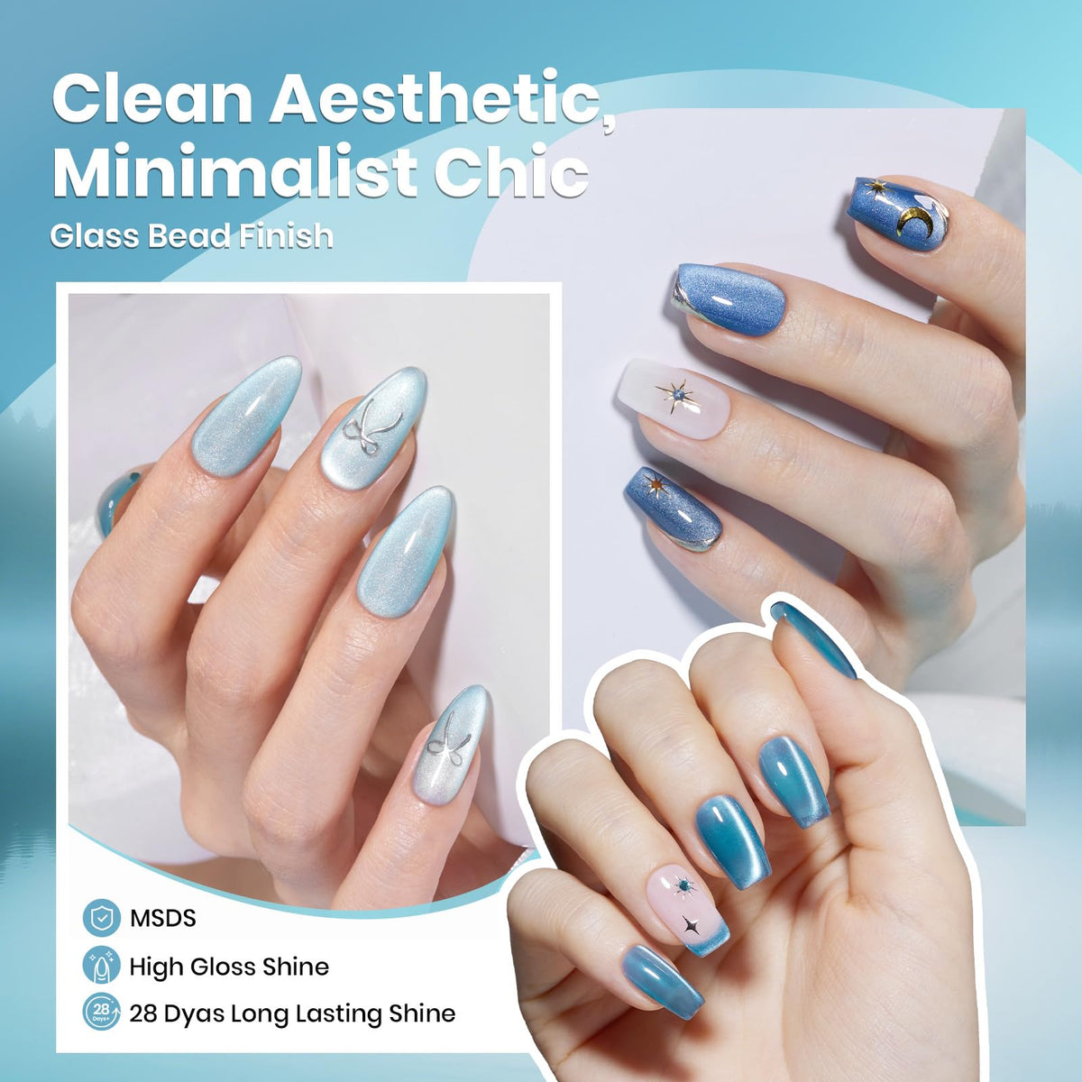 Vernis à ongles Cat Eye Beetles sur des ongles manucurés