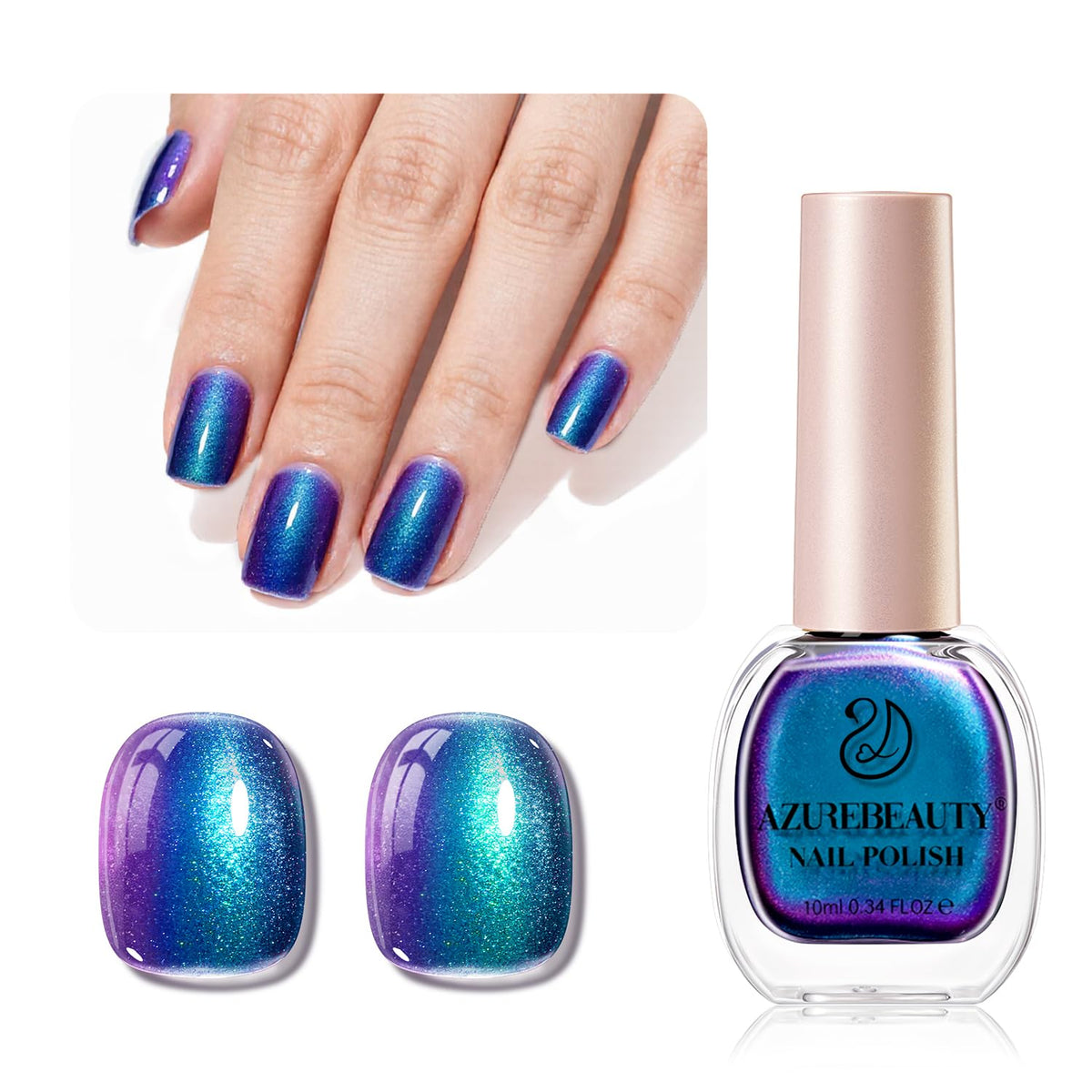Vernis à ongles Chameleon AZUREBEAUTY couleur holographique vue de face