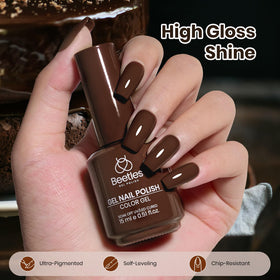 Vernis à Ongles en Gel Marron Chocolat 15ML de beetles, exemple de manucure