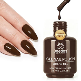 Vernis à Ongles en Gel Marron Chocolat 15ML de beetles, flacon avant