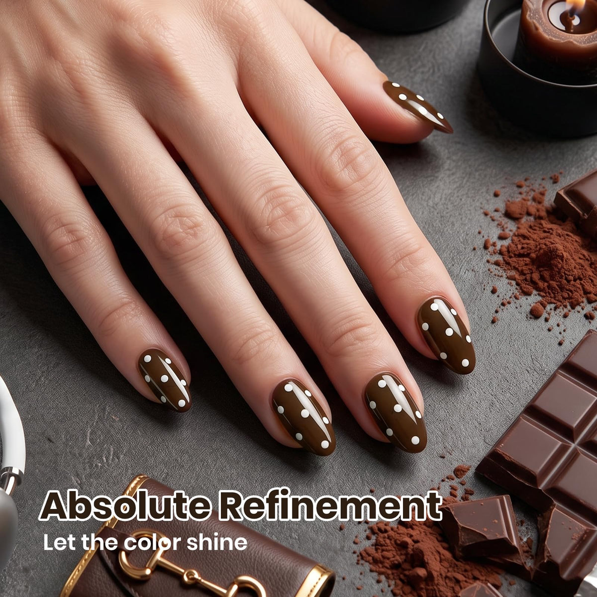 Vernis à Ongles en Gel Marron Chocolat 15ML de beetles, flacon et pinceau
