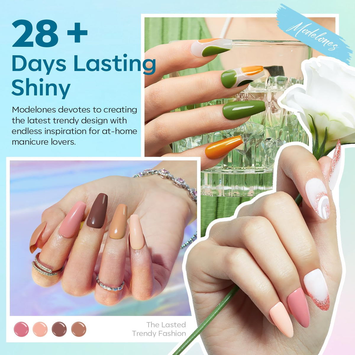 Vernis à ongles en gel modelones couleur bleue avec top coat brillant