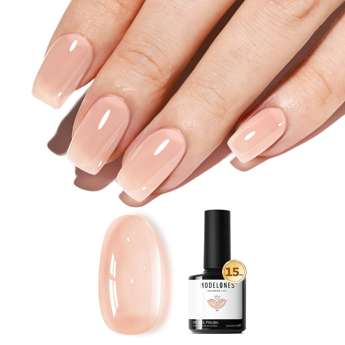 Vernis à ongles en gel nude modelones 15ml bouteille avant