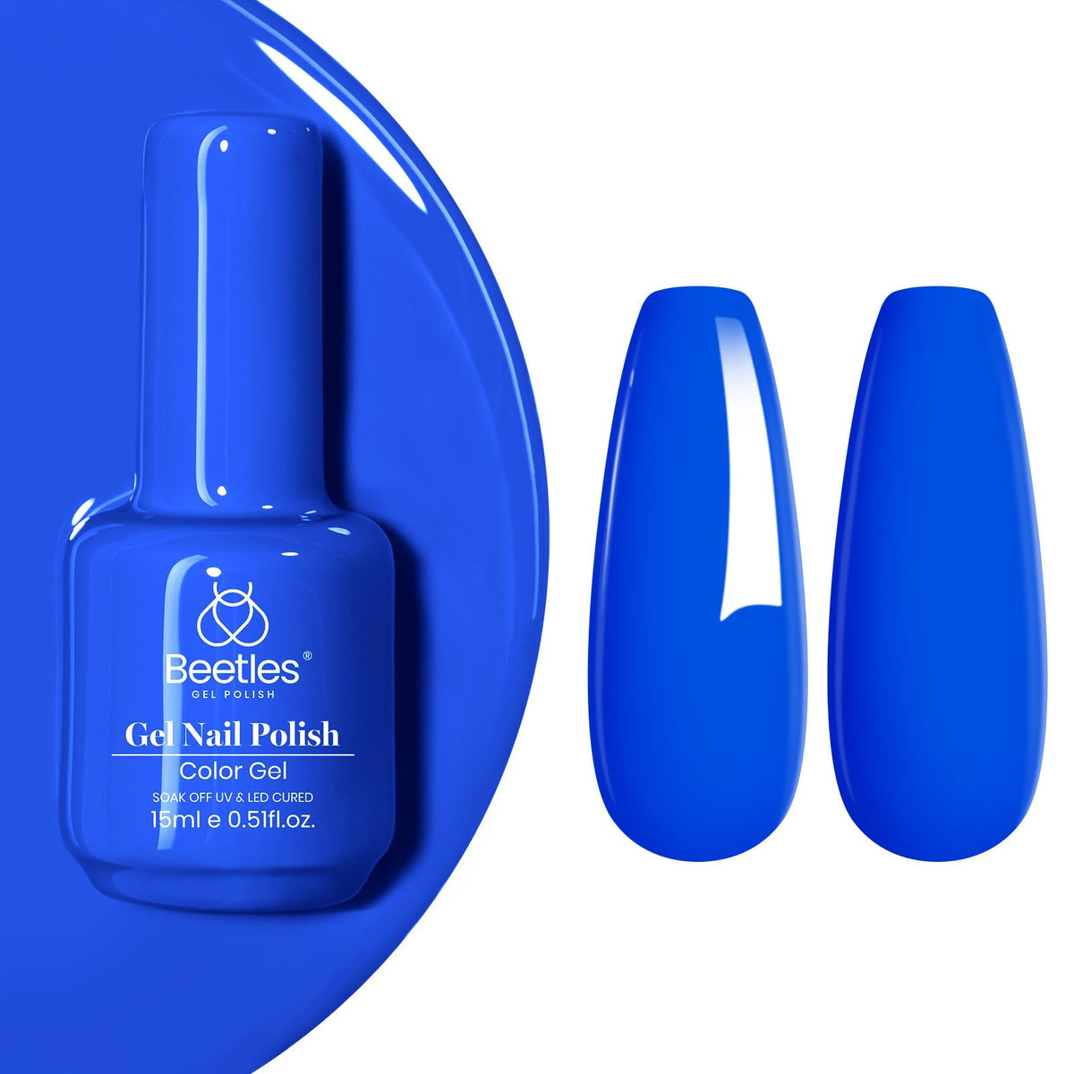 Vernis à ongles gel beetles C444 15ml bleu, vue avant