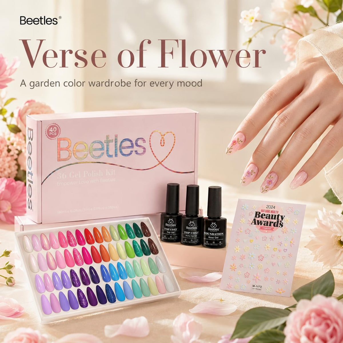 Vernis à ongles gel Beetles en différentes couleurs sur une table