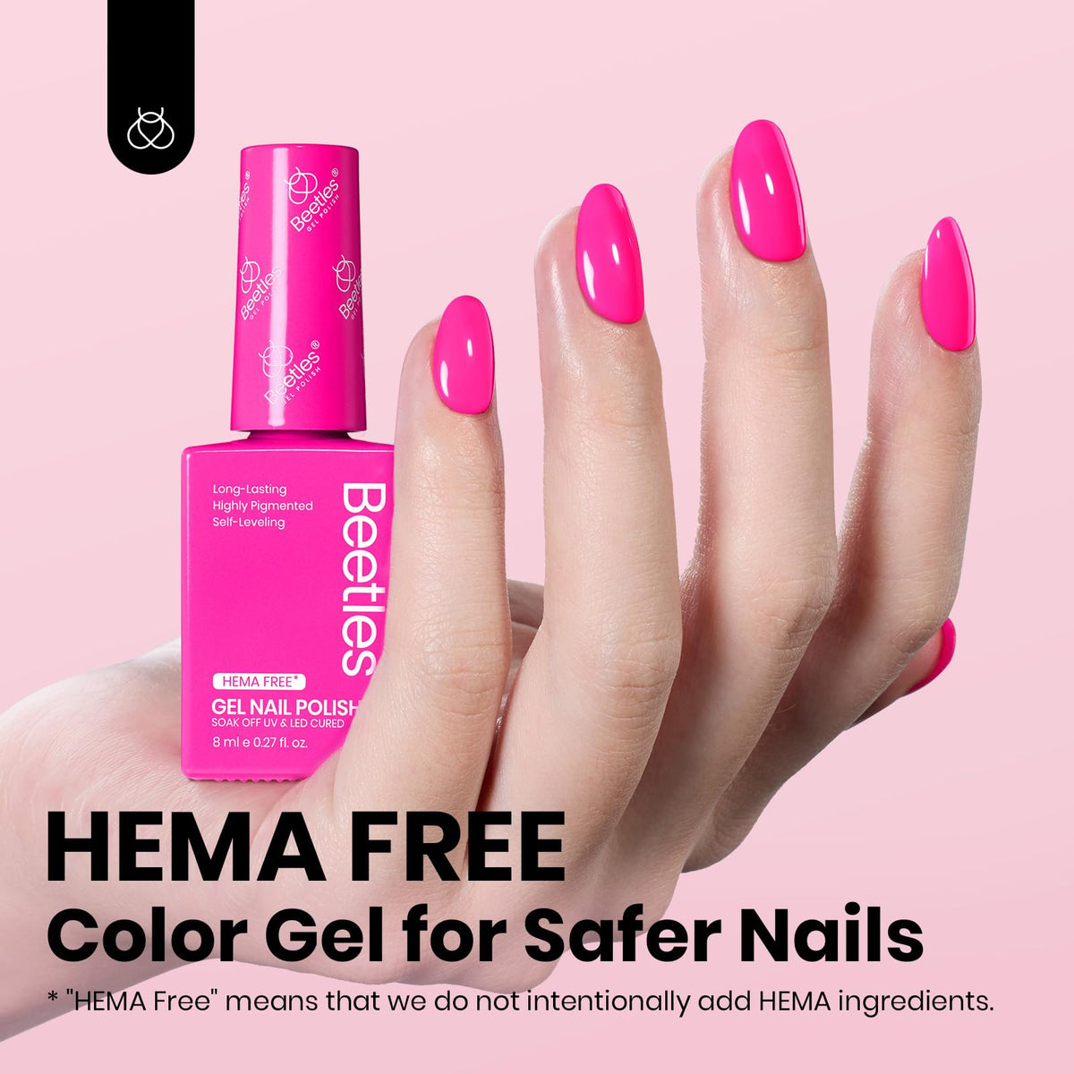 Vernis à ongles gel beetles rose fluo avec texture glossy