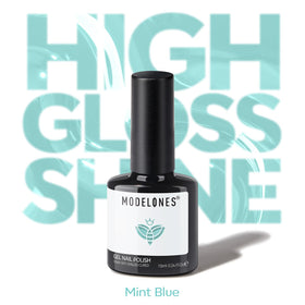 Vernis à Ongles Gel Bleu modelones sur un fond élégant