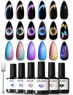 Vernis à ongles gel Cat Eye modelones 6 couleurs paillettes en boîte