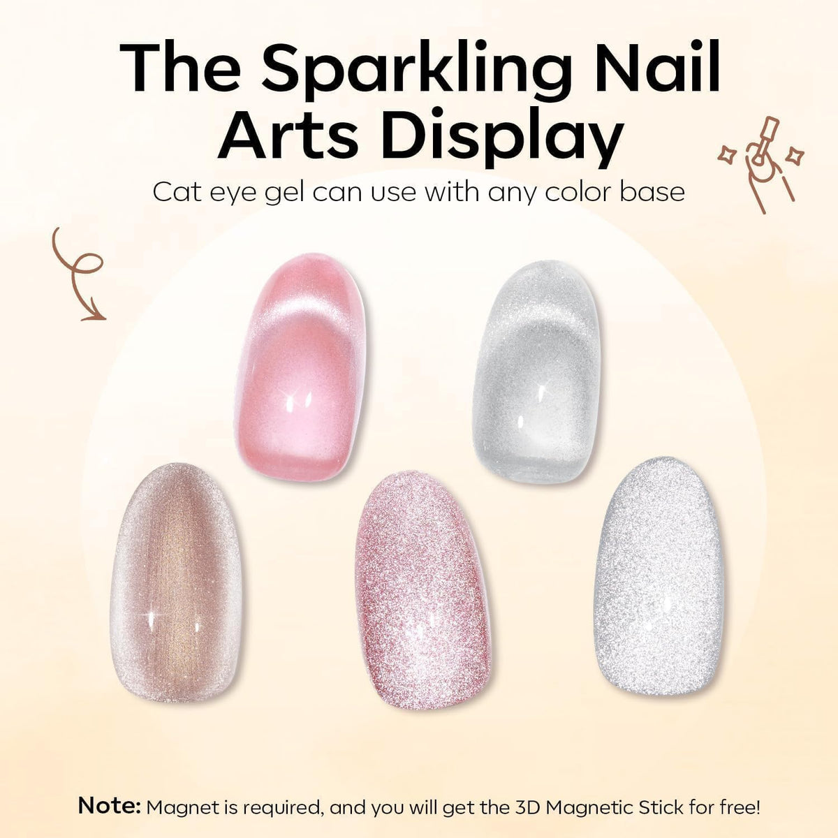 Vernis à ongles gel Cat Eye modelones avec brosse applicatrice