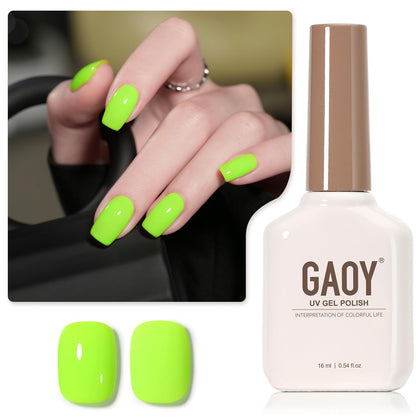 Vernis à ongles gel GAOY vert néon 16ml vue de face